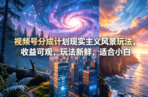 视频号分成计划现实主义风景玩法，收益可观，玩法新鲜，适合小白-离锋创库