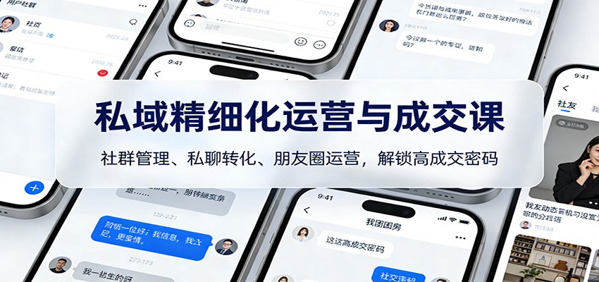 私域精细化运营与成交课：社群管理、私聊转化、朋友圈运营，解锁高成交密码-离锋创库