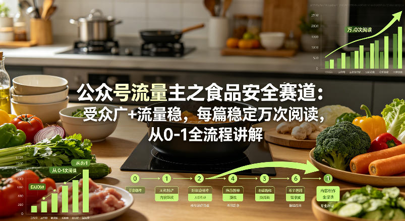 公众号流量主之食品安全赛道，受众广+流量稳，每篇作品稳定万次阅读，从0-1全流程讲解-离锋创库
