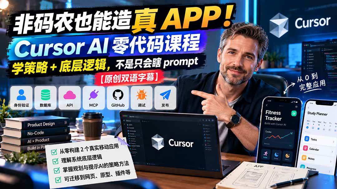 （20810期）非码农也能造真 APP！Cursor AI 零代码课程：学策略 + 底层逻辑，不是只会瞎 prompt【原创双语字幕】-离锋创库