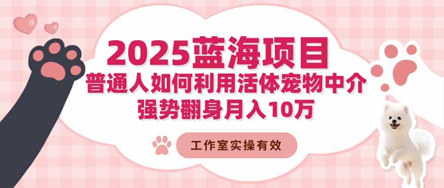 （16489期）2025蓝海项目：普通人如何利用活体宠物中介，强势翻身月入10万-离锋创库