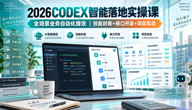 2026Codex智能落地实操课，全场景业务自动化提效，技能封装+接口开发+项目实战-离锋创库