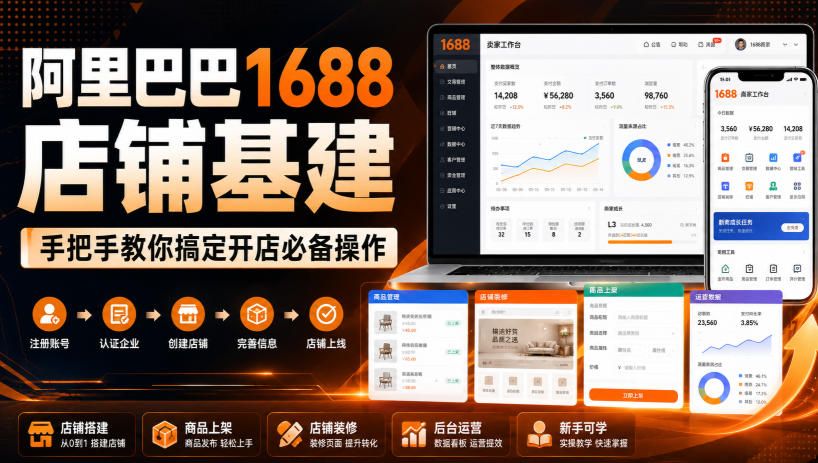 阿里巴巴1688店铺基建，手把手教你搞定开店必备操作（更新8月）-离锋创库