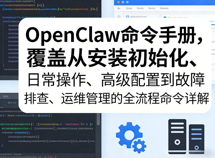 OpenClaw命令手册,覆盖从安装初始化、日常操作、高级配置到故障排查、运维管理的全流程命令详解 OpenClaw命令手册,覆盖从安装初始化、日常操作、高级配置到故障排查、运维管理的全流程命令详解