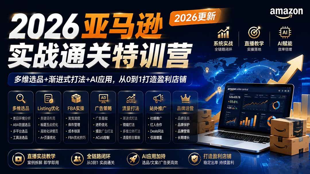 （20747期）2026亚马逊实战通关特训营-更新1001，多维选品+渐进式打法+AI应用，从0到1打造盈利店铺-离锋创库
