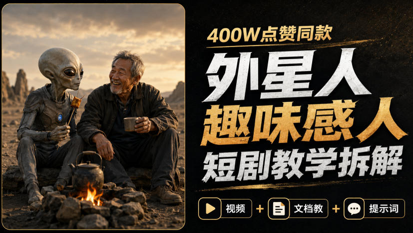 400W点赞同款外星人趣味感人短剧教学拆解,视频+文档教+提示词(更新1009)-离锋创库