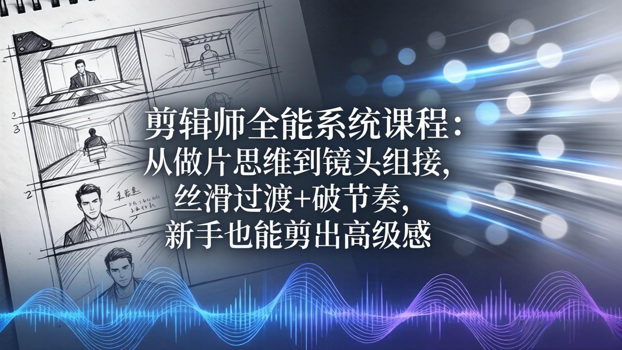 【精】剪辑师全能系统课程：从做片思维到镜头组接，丝滑过渡+破节奏，新手也能剪出高级感-离锋创库
