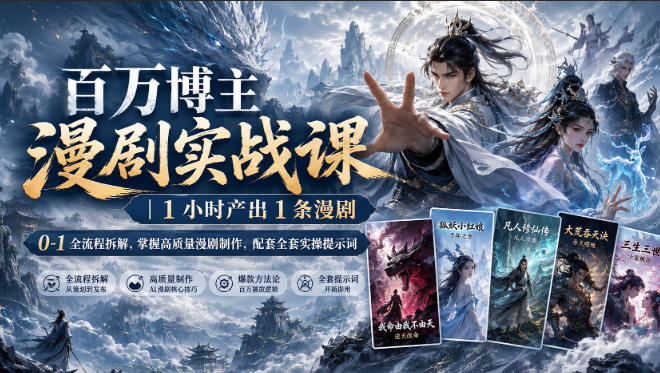 百万博主漫剧实战课|1小时产出1条漫剧,0‑1全流程拆解,掌握高质量漫剧制作,配套全套实操提示词-离锋创库