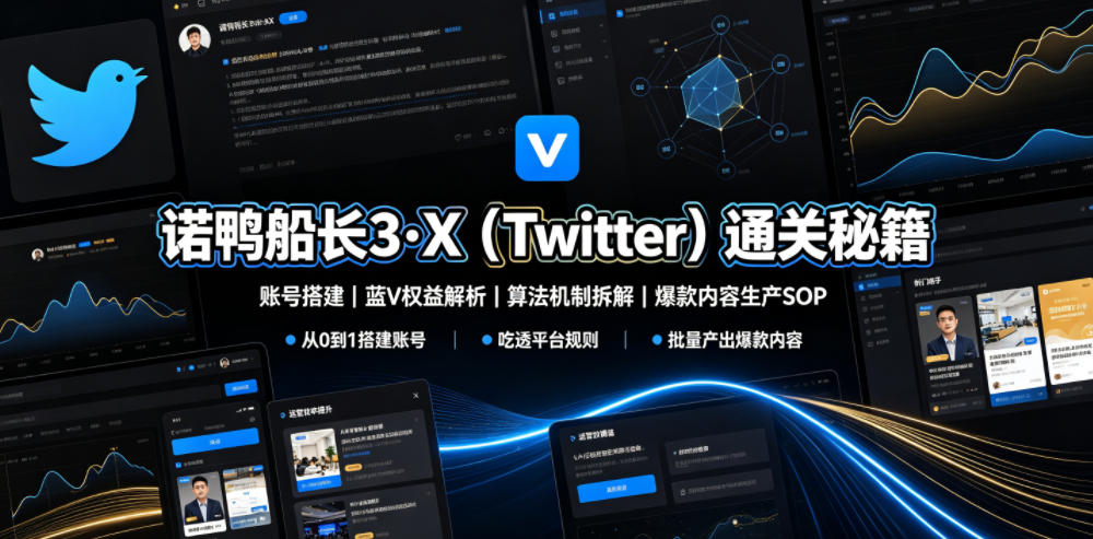 诺鸭船长3·X(Twitter)通关秘籍,涵盖账号搭建、蓝V权益解析、算法机制拆解及爆款内容生产SOP-离锋创库