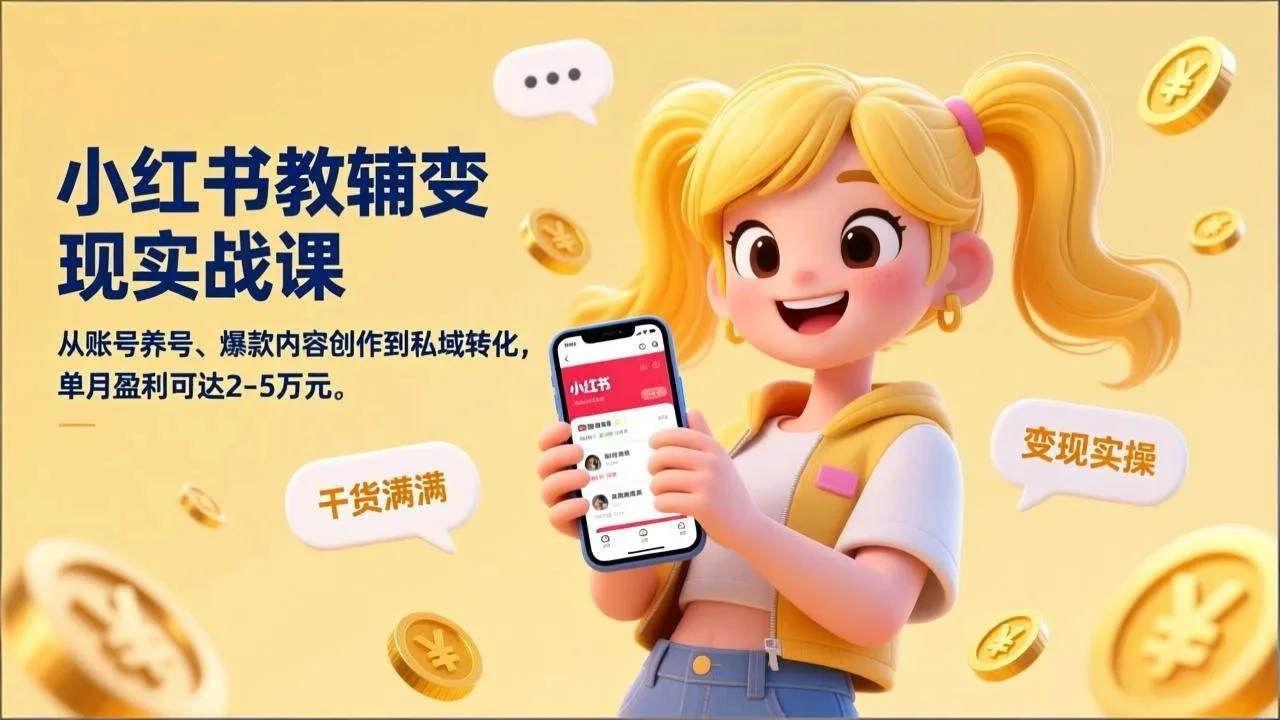 【精】小红书教辅变现实战课,从账号养号、爆款内容创作到私域转化,单月盈利可达2-5万元 【精】小红书教辅变现实战课,从账号养号、爆款内容创作到私域转化,单月盈利可达2-5万元