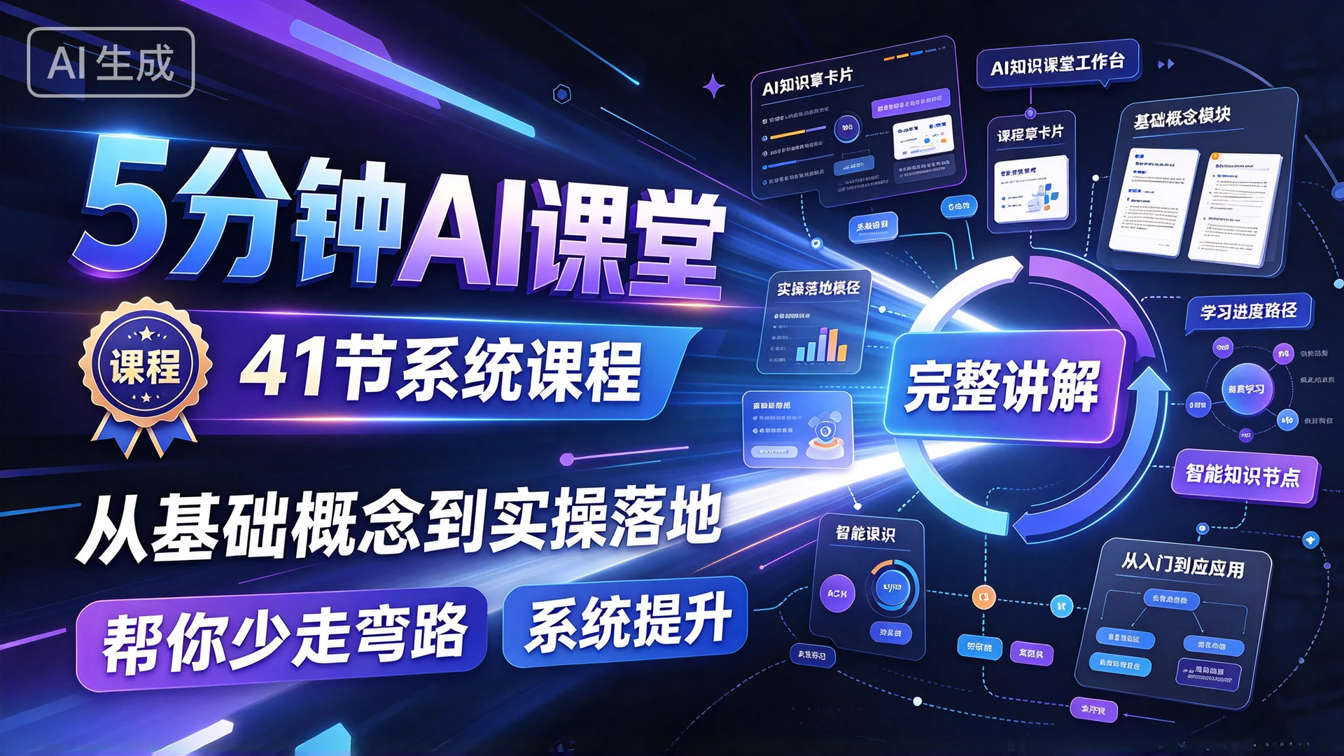 【精】《5分钟AI课堂,41 节系统课程,从基础概念到实操落地完整讲解,帮你少走弯路系统提升 【精】《5分钟AI课堂,41 节系统课程,从基础概念到实操落地完整讲解,帮你少走弯路系统提升