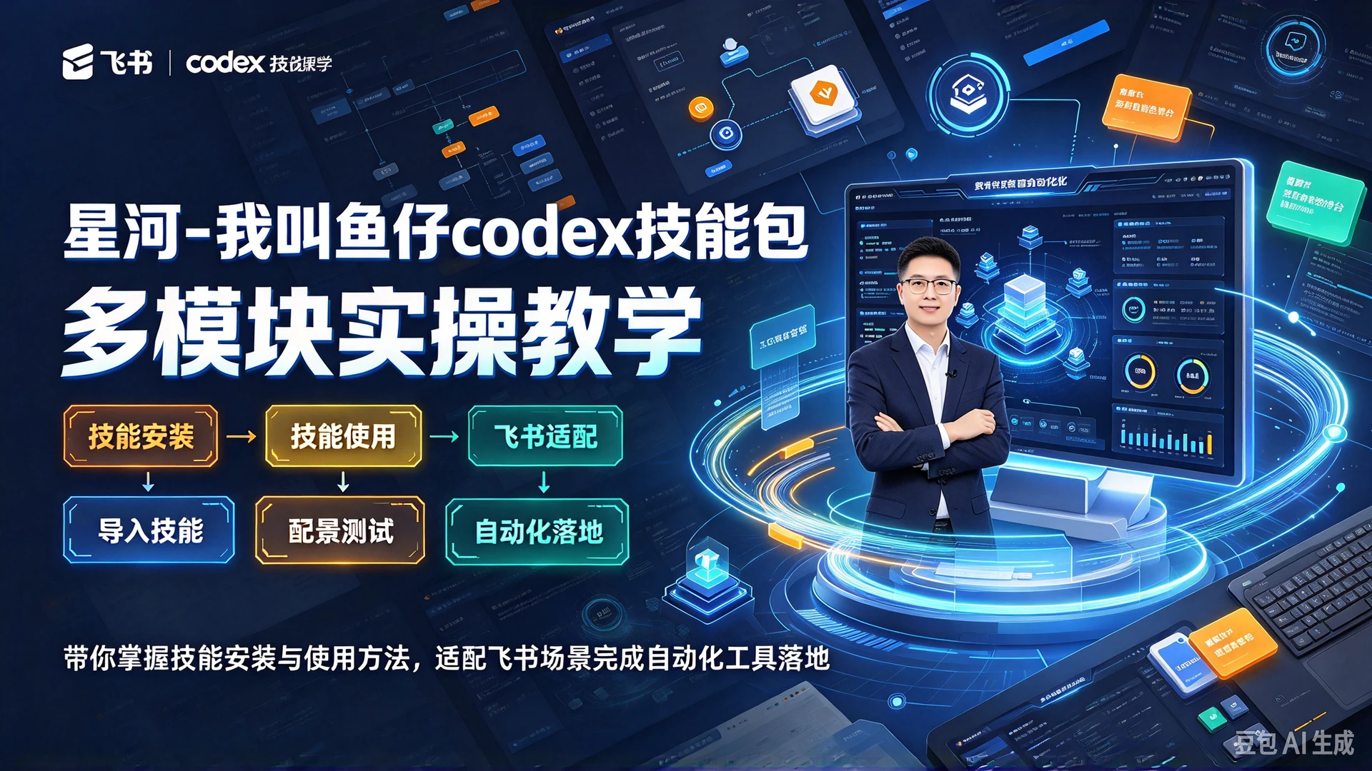 星河 - 我叫鱼仔codex技能包,多模块实操教学,带你掌握技能安装与使用方法,适配飞书场景完成自动化工具落地-离锋创库