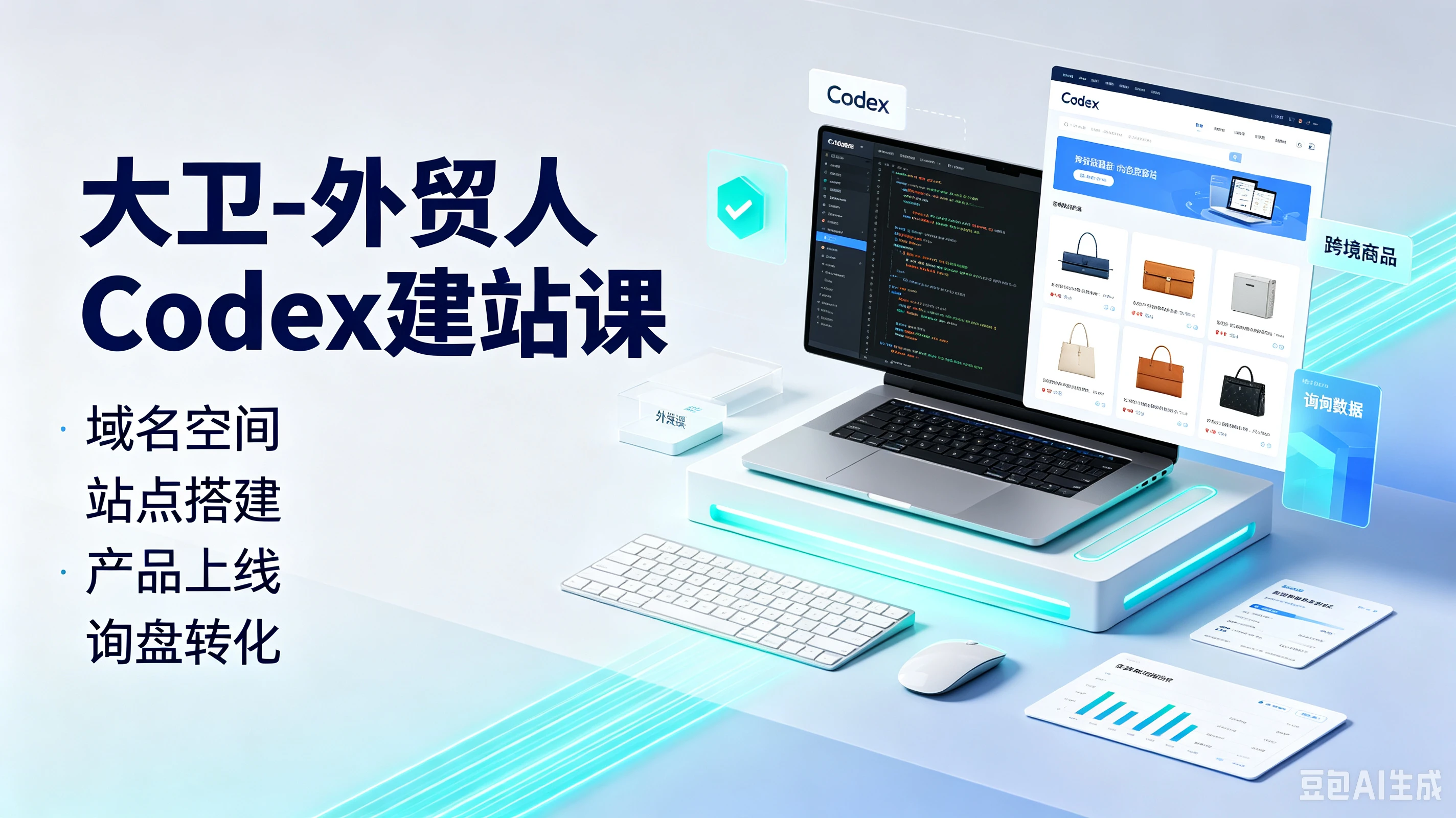 【精】大卫-外贸人Codex建站课，域名空间、站点撘建、产品上线、询盘转化-离锋创库