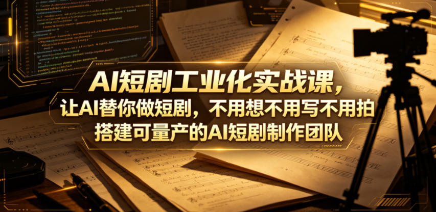 AI短剧工业化实战课，让AI替你做短剧，不用想不用写不用拍，搭建可量产的AI短剧制作团队-离锋创库