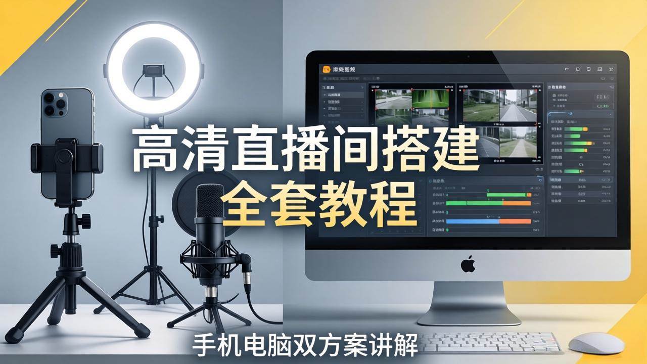 （18104期）高清直播间搭建全套教程，手机电脑双方案讲解，设备选型调试多机位实操教学-离锋创库