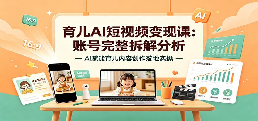 育儿AI短视频变现课:账号完整拆解分析,AI赋能育儿内容创作落地实操-离锋创库