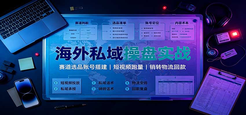海外私域操盘实战：赛道选品账号搭建，短视频跑量，销转物流回款-离锋创库