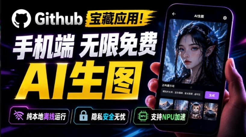 Github宝藏应用！手机端无限免费AI生图，纯本地离线运行，支持NPU加速斩获3.1k stars，local-dream-离锋创库