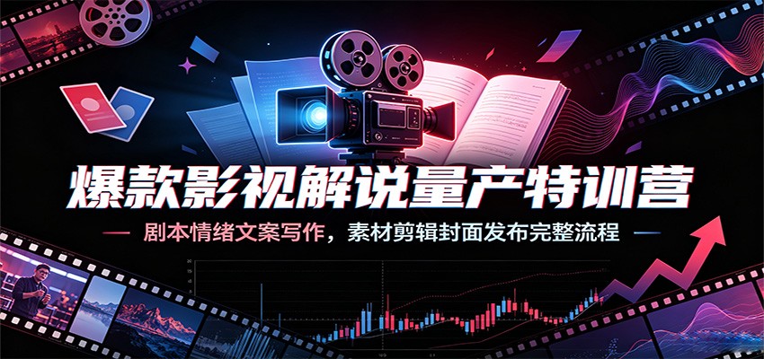 爆款影视解说量产特训营:剧本情绪文案写作,素材剪辑封面发布完整流程-离锋创库