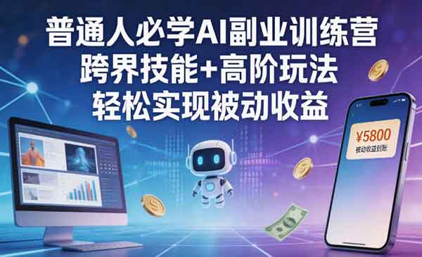 【精】普通人必学AI副业训练营，跨界技能+高阶玩法，轻松实现被动收益-离锋创库