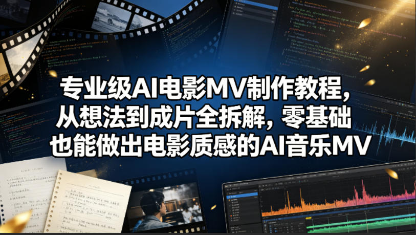 专业级AI电影MV制作教程，从想法到成片全拆解，零基础也能做出电影质感的AI音乐MV-离锋创库