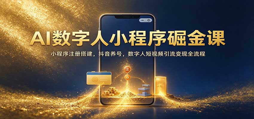 AI数字人小程序掘金课:小程序注册搭建,抖音养号,数字人短视频引流变现全流程-离锋创库