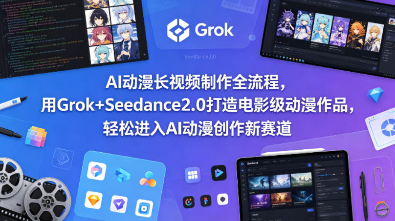 AI动漫长视频制作全流程，用Grok+Seedance2.0打造电影级动漫作品，轻松进入AI动漫创作新赛道-离锋创库