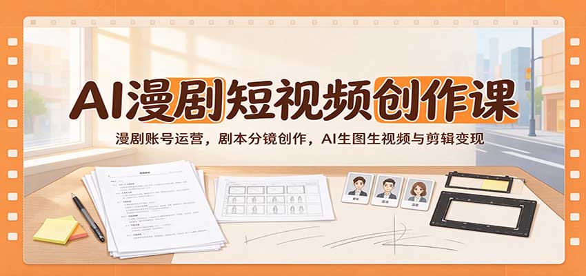 AI漫剧短视频创作课:漫剧账号运营,剧本分镜创作,AI生图生视频与剪辑变现-离锋创库