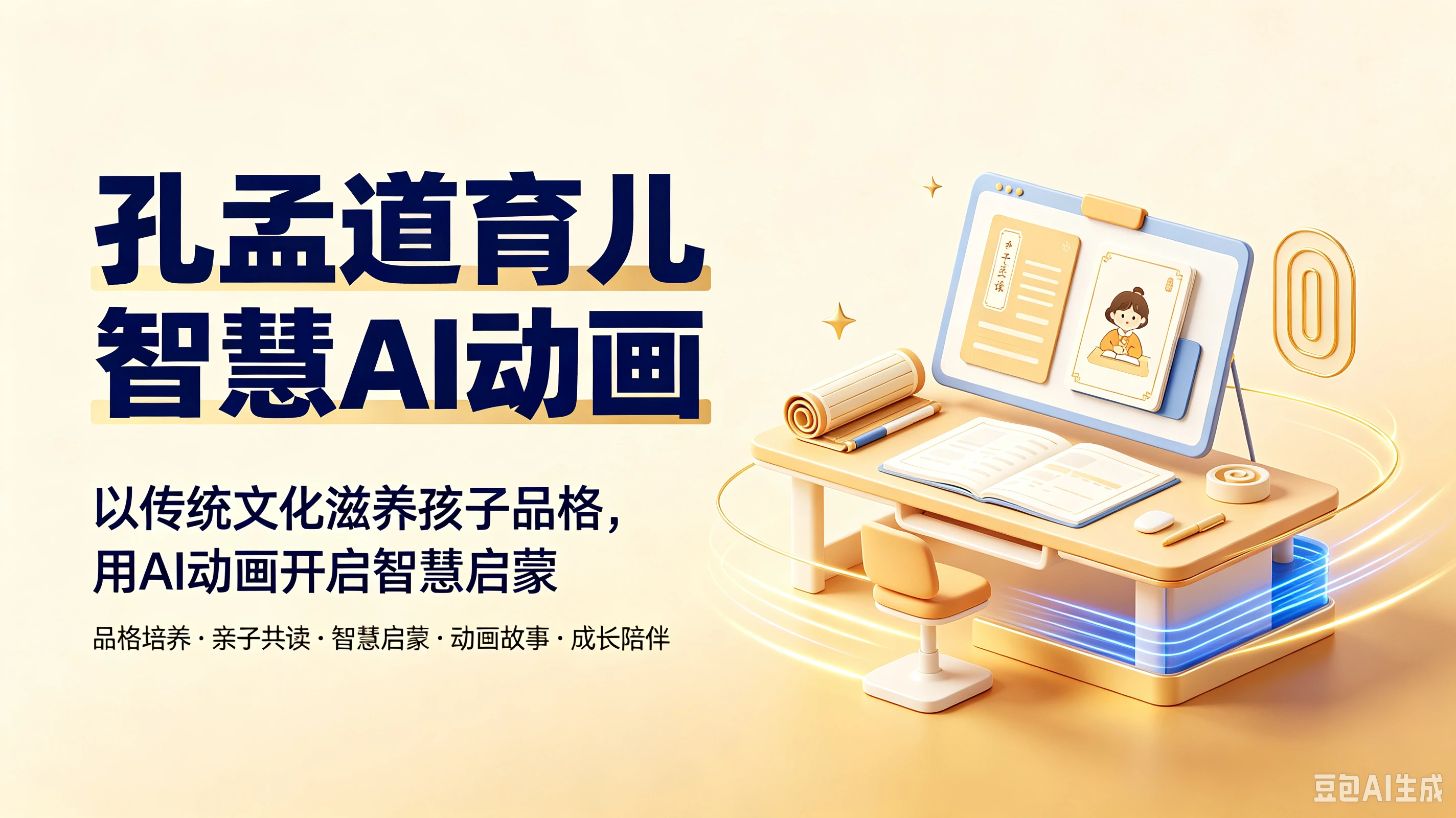 【精】孔孟道育儿智慧AI动画，以传统文化滋养孩子品格，用AI动画开启智慧启蒙，品格培养、亲子共读、智慧启蒙、动画故事、成长陪伴-离锋创库