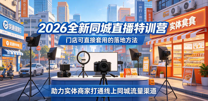 2026全新同城直播特训营,门店可直接套用的落地方法,助力实体商家打通线上同城流量渠道-离锋创库