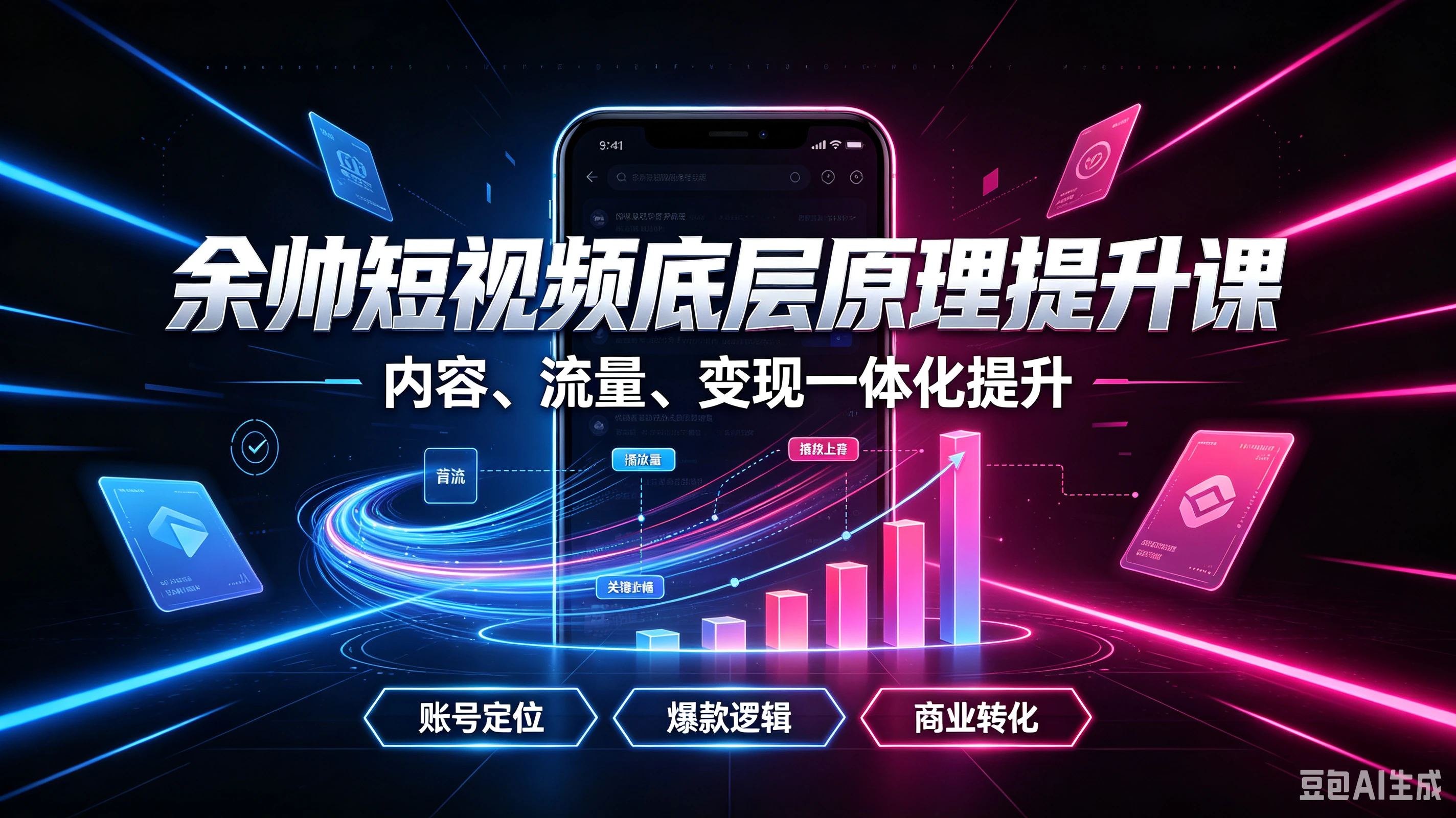 【精】余帅短视频底层原理提升课,内容、流量、变现一体化提升,账号定位、爆款逻辑、商业转化-离锋创库