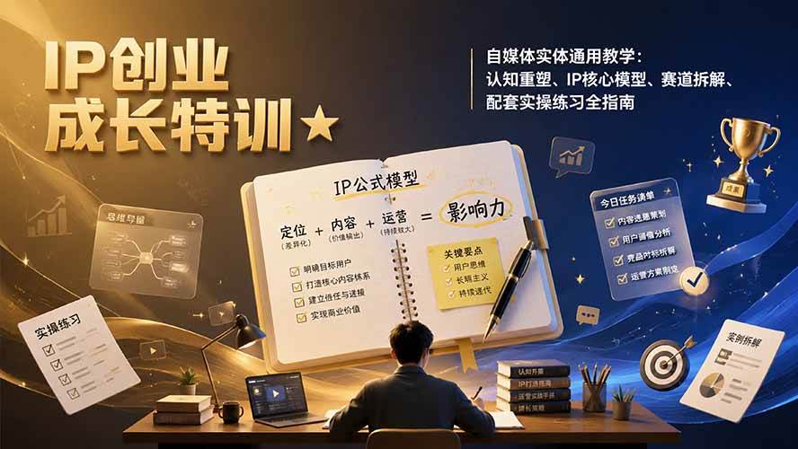 （19567期）IP创业成长特训★自媒体实体通用教学：认知重塑、IP核心模型、赛道拆解、配套实操练习全指南-离锋创库