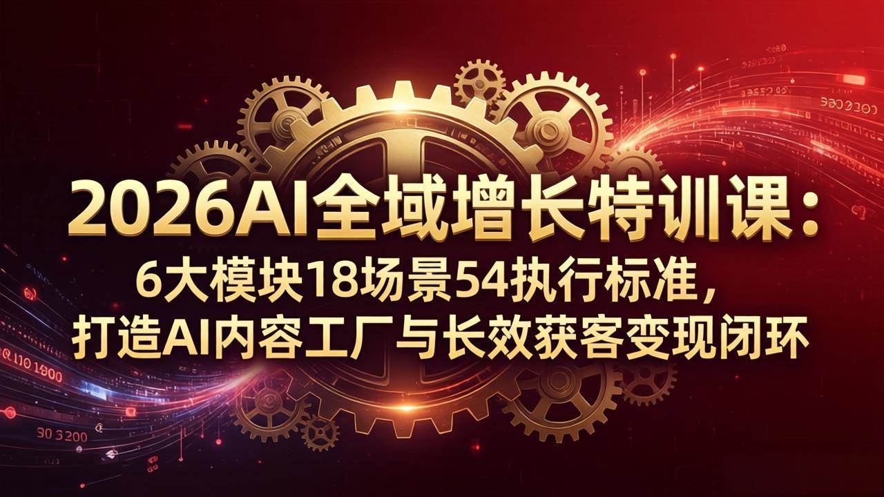（18103期）2026AI全域增长特训课：6大模块18场景54执行标准，打造AI内容工厂与长效获客变现闭环-离锋创库