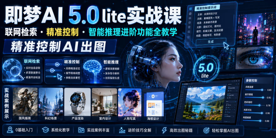 即梦AI 5.0 lite实战课，联网检索・精准控制・智能推理进阶功能全教学，精准控制AI出图-离锋创库