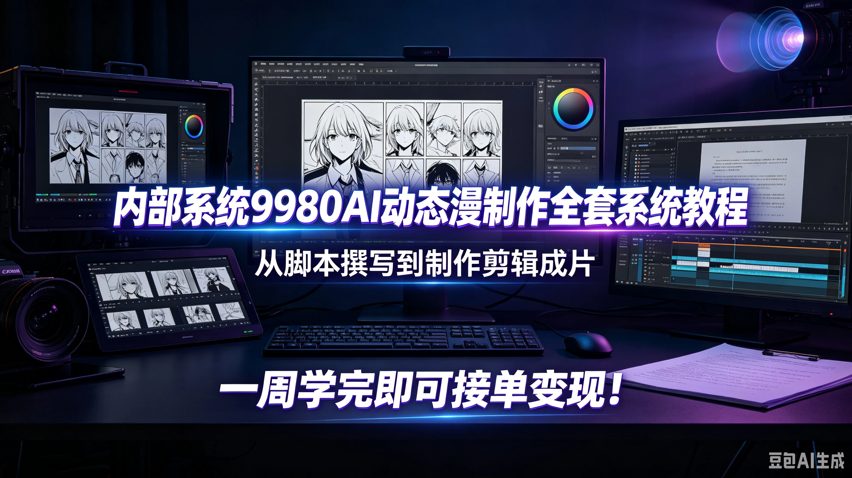 【精】内部系统9980AI动态漫制作全套系统教程，从脚本撰写到制作剪辑成片，一周学完即可接单变现！-离锋创库
