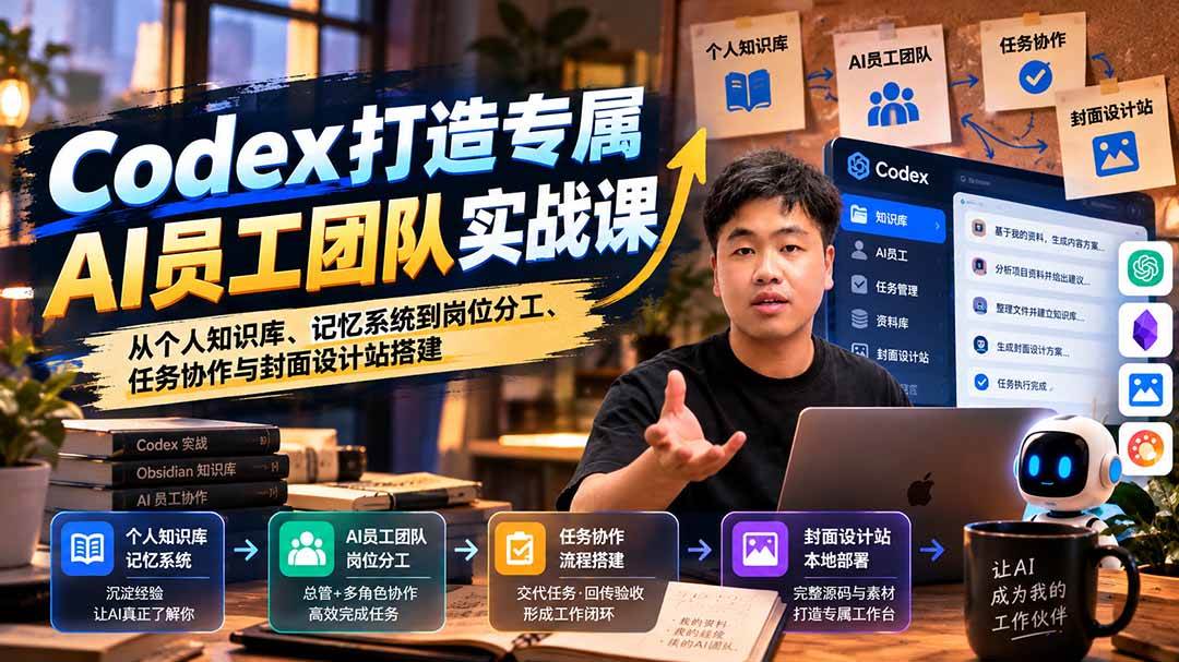 (20916期)【无水印】Codex打造专属AI员工团队实战课:从个人知识库、记忆系统到岗位分工、任务协作与封面设计站搭建-离锋创库