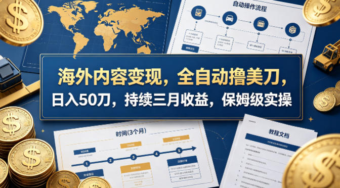 海外内容变现，全自动撸美刀，日入50刀，持续三月收益，保姆级实操【揭秘】-离锋创库