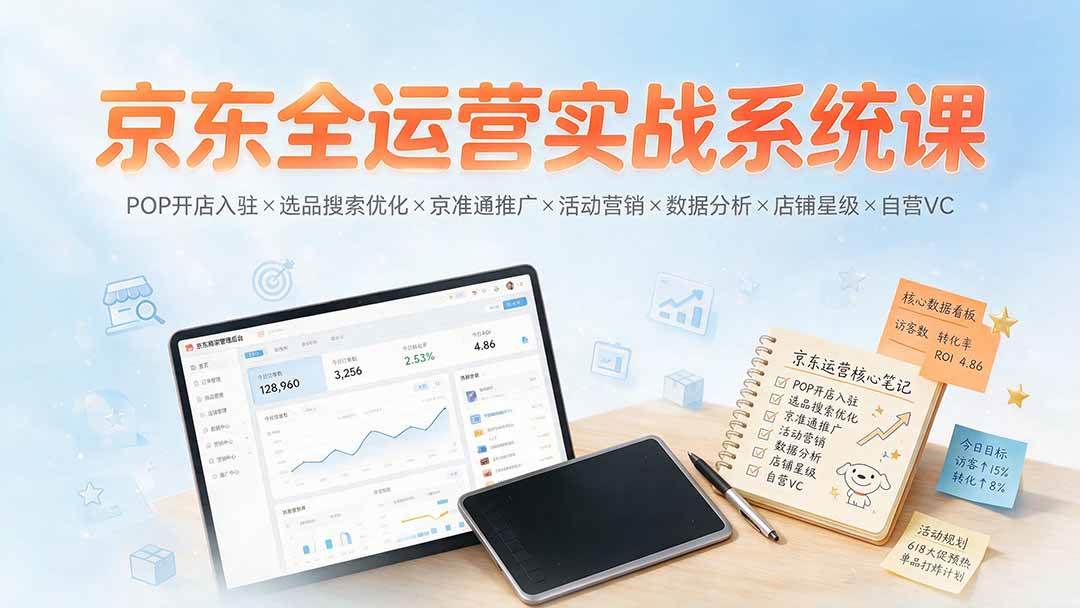 （19581期）京东全运营实战系统课：POP开店入驻×选品搜索优化×京准通推广×活动营销×数据分析×店铺星级×自营VC-离锋创库
