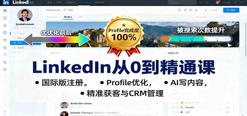 LinkedIn从0到精通课:国际版注册,Profile优化,AI写内容,精准获客与CRM管理-离锋创库