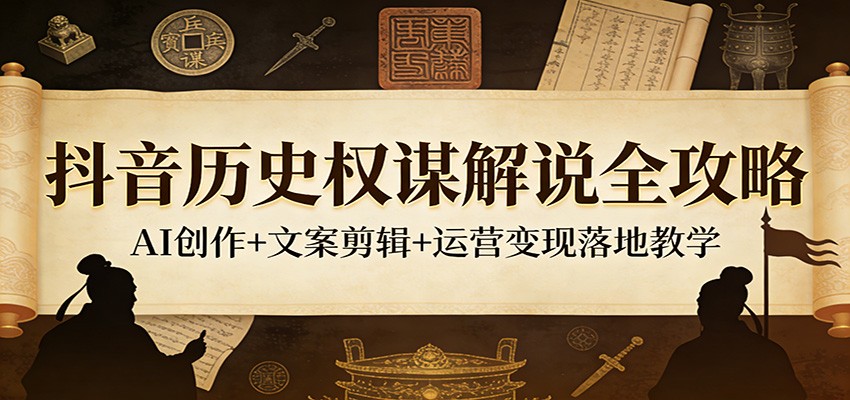 抖音历史权谋解说全攻略：AI创作+文案剪辑+运营变现落地教学-离锋创库