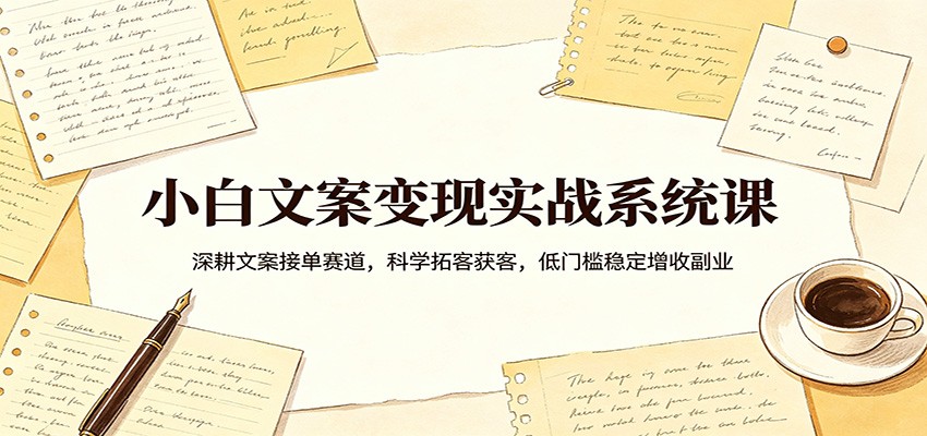 小白文案变现实战系统课：深耕文案接单赛道，科学拓客获客，低门槛稳定增收副业-离锋创库