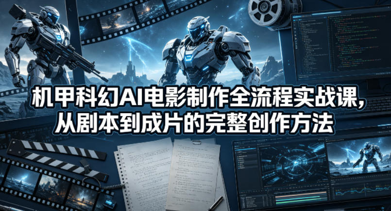 机甲科幻AI电影制作全流程实战课，从剧本到成片的完整创作方法-离锋创库