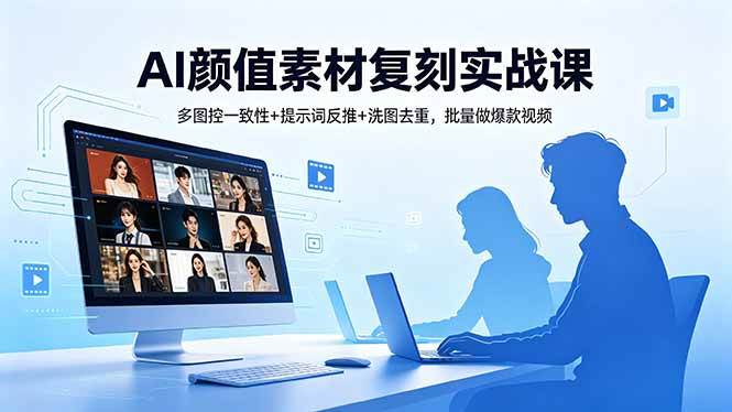 【精】AI颜值素材复刻实战课，多图控一致性+提示词反推+洗图去重，批量做爆款视频-离锋创库