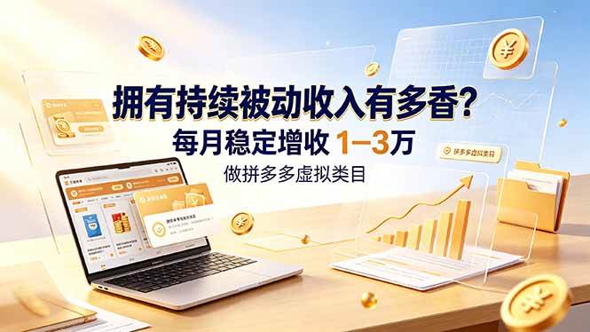 (19141期)拥有持续被动收入有多香?做拼多多虚拟类目,每月稳定增收 1-3 万 (19141期)拥有持续被动收入有多香?做拼多多虚拟类目,每月稳定增收 1-3 万