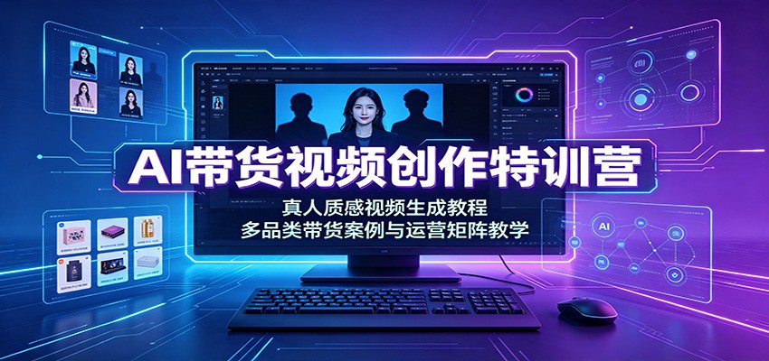 AI带货视频创作特训营：真人质感视频生成教程，多品类带货案例与运营矩阵教学-离锋创库