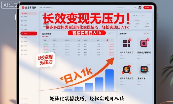 长效变现无压力!拼多多虚拟类目矩阵化实操技巧,轻松实现日入1k【揭秘】-离锋创库
