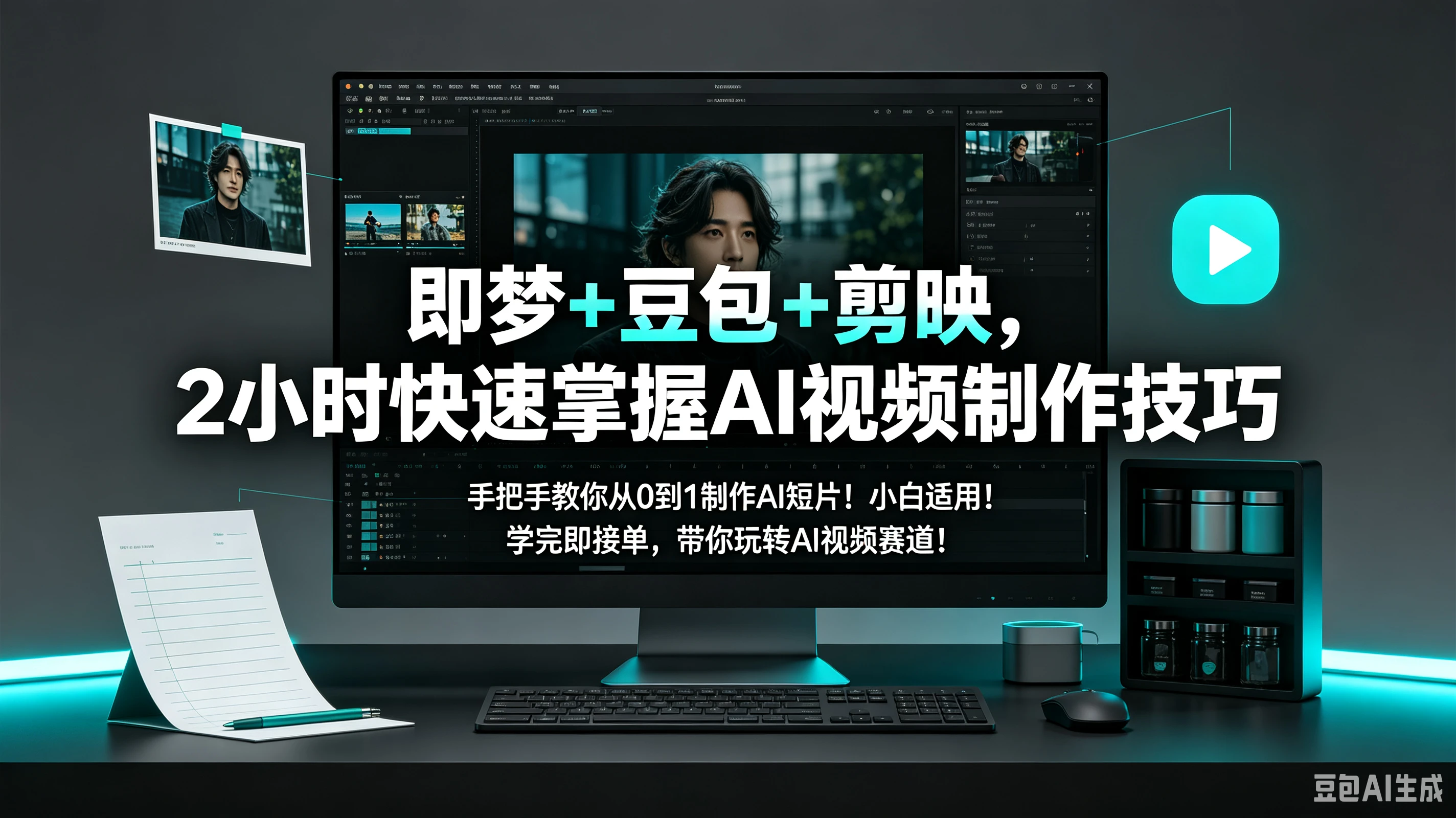 【精】即梦+豆包+剪映，2小时快速掌握AI视频制作技巧，手把手教你从0到1制作AI短片！小白适用！学完即接单，带你玩转AI视频赛道！-离锋创库