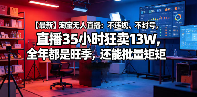【最新】淘宝无人直播：不违规、不封号，直播35小时狂卖13W，全年都是旺季，还能批量矩阵操作【揭秘】-离锋创库