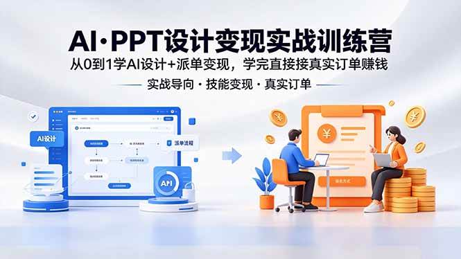（18457期）AI·PPT设计变现实战训练营，从0到1学AI设计+派单变现，学完直接接真实订单赚钱-离锋创库