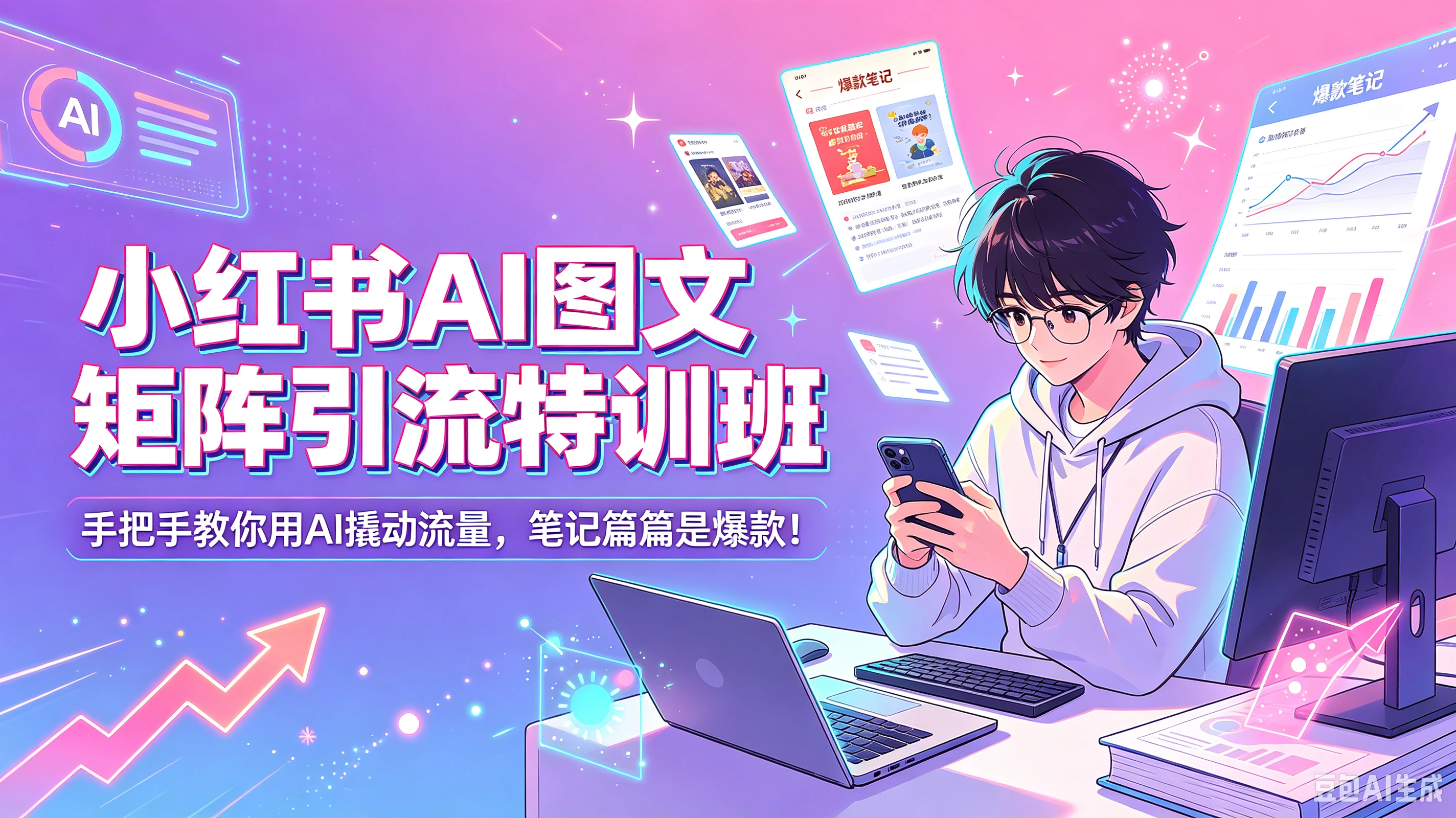 【精】小红书AI图文矩阵引流特训班| 手把手教你用AI撬动流量，笔记篇篇是爆款！-离锋创库